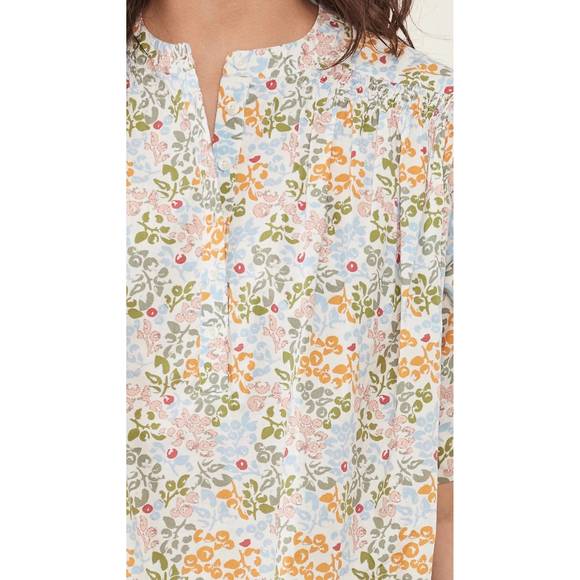 NEW APIECE APART shirred mission top in blue multi - Picture 2 of 3